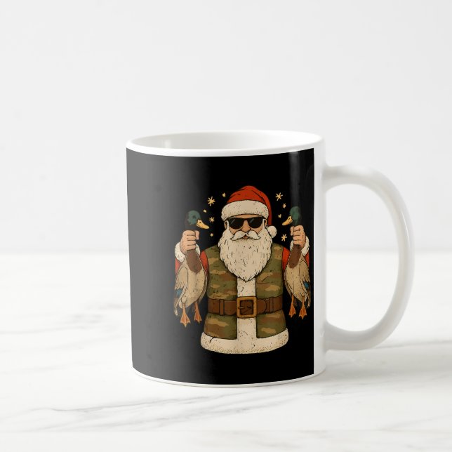 Santa Hold Mallard Duck Hunting Christmas Pajama T Kaffemugg (Höger)