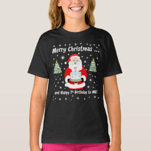 Santa Holding Birthday Cake God jul 7:e T Shirt