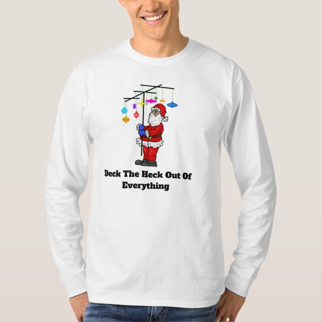 Santa Holding Decorated Antenna jul T-Shirt (Framsida)