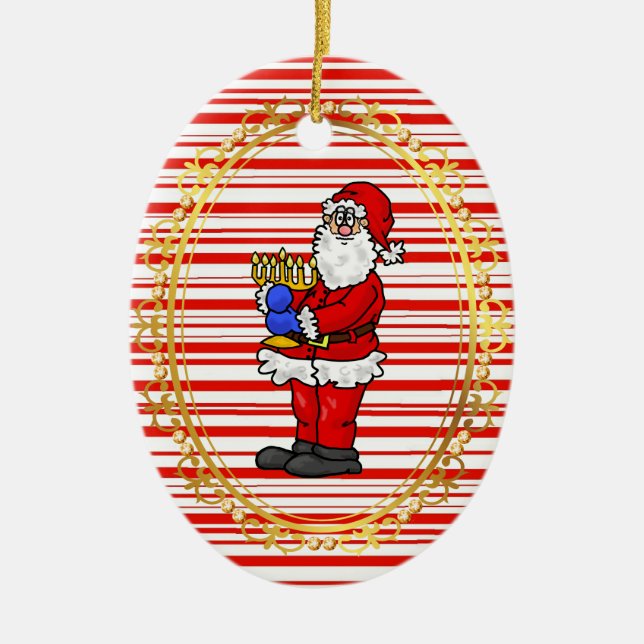 Santa Holding Menorah Chrismukkah Ornament (Framsidan)