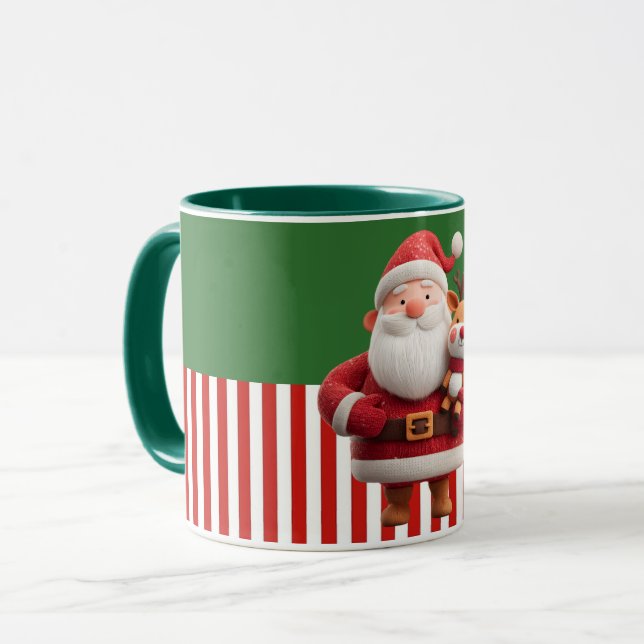 Santa Holding Reindeer Toy Mugg (Framsida vänster)