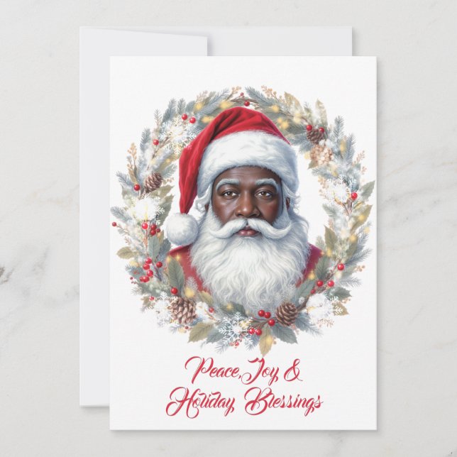 Santa Holiday Blessings Flat Card Julkort (Framsida)