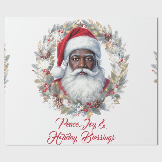 Santa Holiday Blessings Flat Card Presentpapper (Platt)