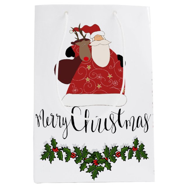 Santa Holly Mistletoe Gift Bag (Framsidan)