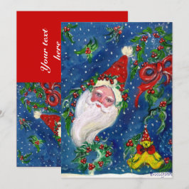 SANTA,HOLLYBERRY KRONA,CHRISTMAS PARTY Red Blue Inbjudningar