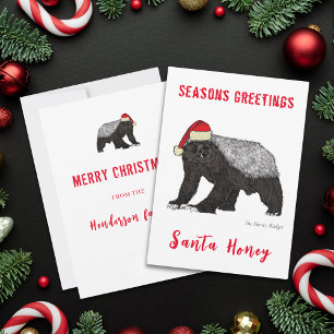 Santa Honung Funny jul Honey badger Citat Julkort
