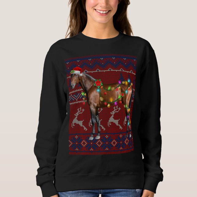 Santa Horse Julgran Ljus Ugly Sweater Paj T Shirt (Framsida)