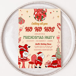 Santa Host Funny Vuxen Friendsmas som jul Party Inbjudningar
