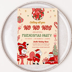 Santa Host Funny Vuxen Friendsmas som jul Party Inbjudningar