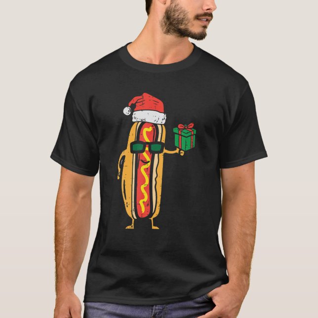 Santa Hotdog Funny Julafton Pjs Food jul Pajamas T Shirt (Framsida)