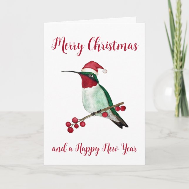 Santa Hummingbird God jul Card Helgkort (Framsida)
