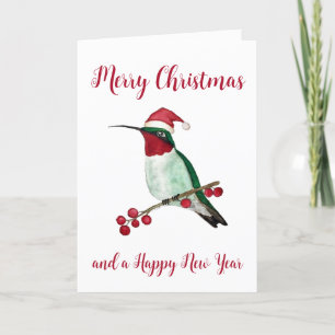 Santa Hummingbird God jul Card Helgkort
