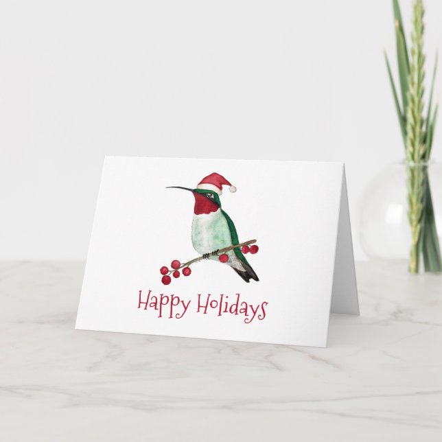 Santa Hummingbird Helgdag Card Helgkort (Framsida)