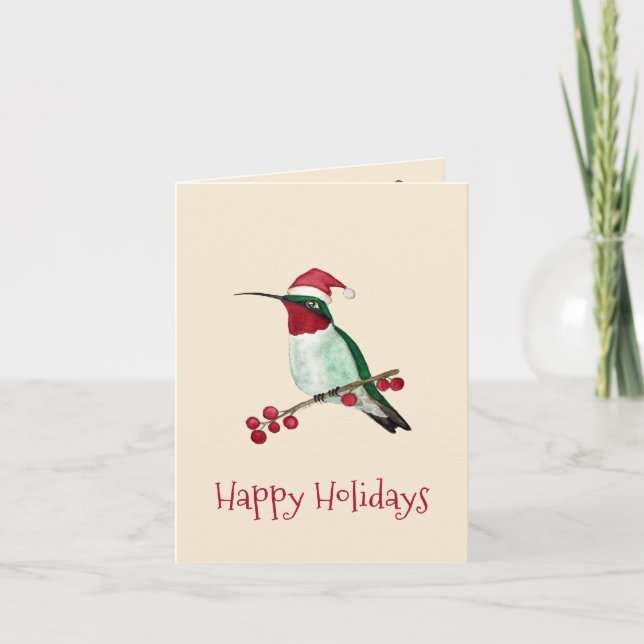 Santa Hummingbird Helgkort (Framsida)