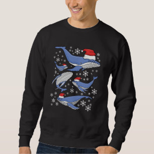 Santa Humpback Whales & Snowflake jul Lång Ärmad Tröja