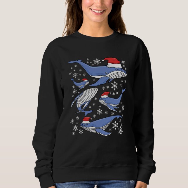 Santa Humpback Whales & Snowflake jul T Shirt (Framsida)