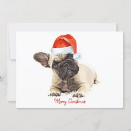 Santa Hund Fransk Bulldog Cute Puppy Julens Hund Julkort