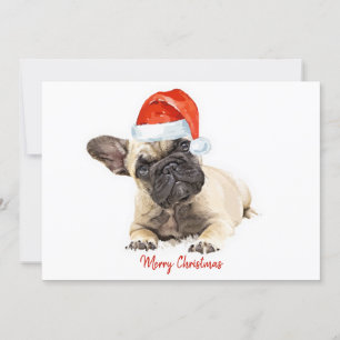 Santa Hund Fransk Bulldog Cute Puppy Julens Hund Julkort