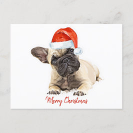 Santa Hund Fransk Bulldog jul Cute Puppy Hund Helg Vykort