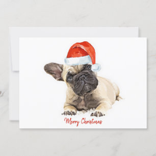 Santa Hund Fransk Bulldog jul Cute Puppy Hund Inbjudningar