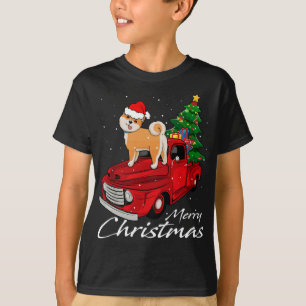 Santa Hund Rides Red Lastbil jul Pajama Costume T Shirt