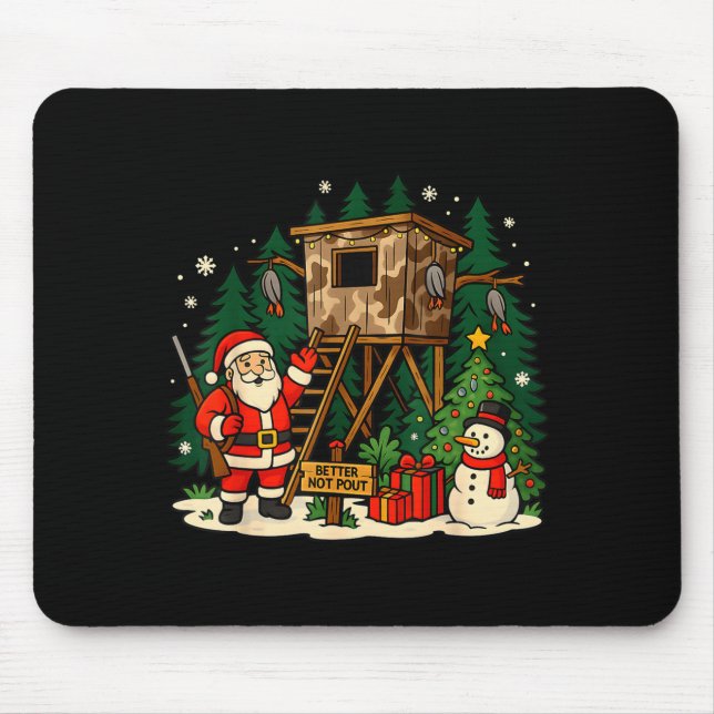 Santa Hunting Cabin Funny Christmas Better Not Ut  Musmatta (Framsidan)
