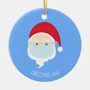 Santa i Ansikte Mask jul 2020 Julgransprydnad Keramik