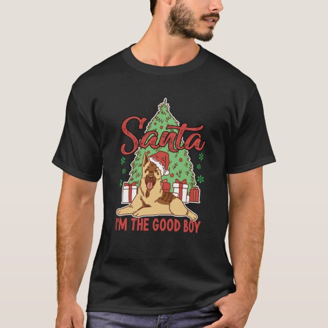 Santa I är Bra Boy Funny Jul Cute Puppy T Shirt (Framsida)