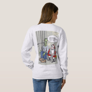 Santa i fängelse damer askgrå sweatshirt baksida t shirt