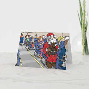 Santa i flygplanhälsningkort helgkort