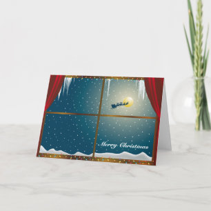 Santa i fönstergod jul helgkort