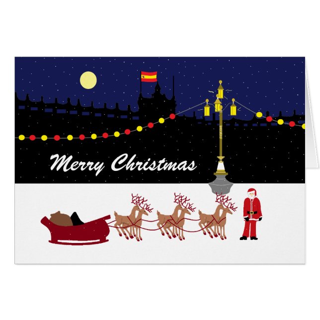 Santa i Madridjulen Hälsningskort (Framsidan Horizontal)