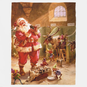 Santa i renladugården fleecefilt