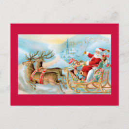 Santa i Sleigh med renvykortet Helg Vykort