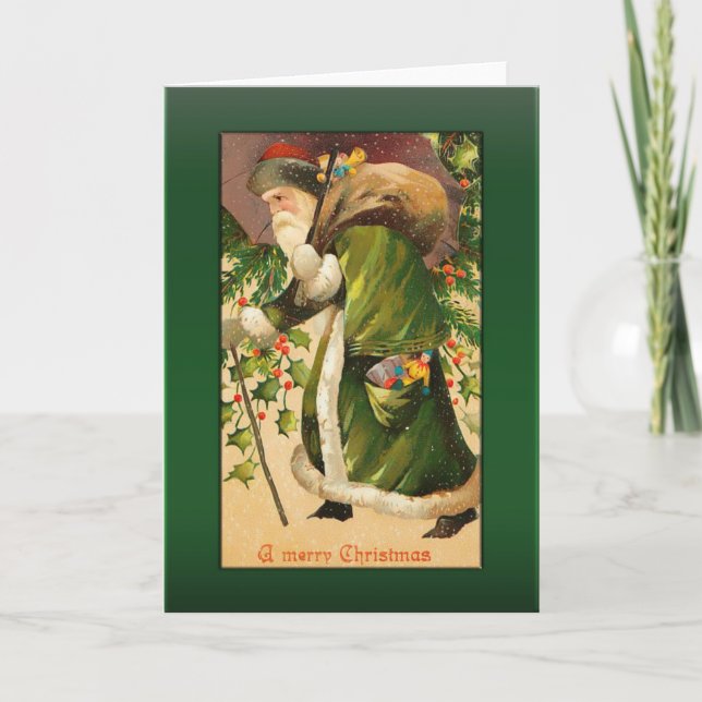 Santa i Snö Hälsning Helgkort (Framsida)