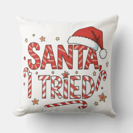 Santa I tried retro holiday Xmas winter Kudde