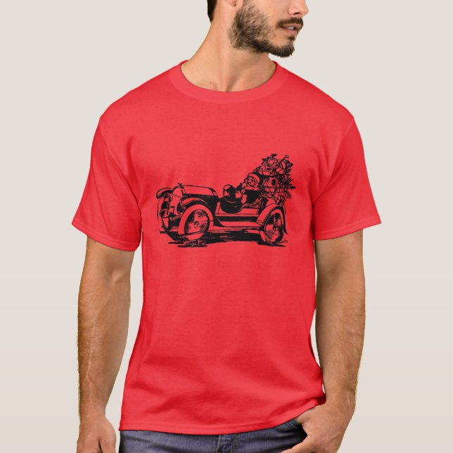 Santa i Vintage bil T Shirt (Framsida)
