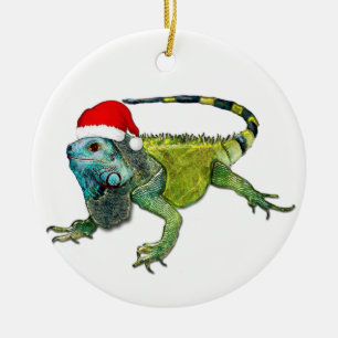 Santa Iguana Julgransprydnad Keramik
