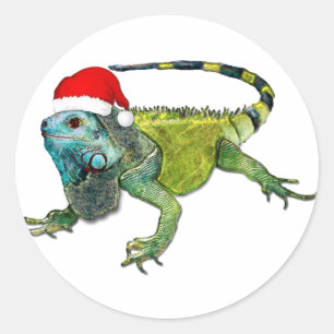 Santa Iguana Runt Klistermärke
