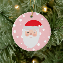Santa Illustration Cheery Ceramic Ornament
