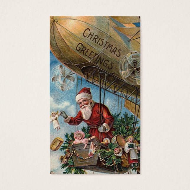 "Santa in a Blimp" Gift-Märkre Visitkort (Framsidan)