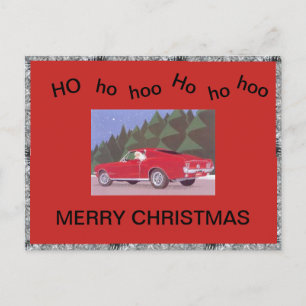 Santa in a Mustang Helg Vykort