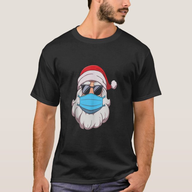 Santa in Ansikte Mask Shirt Manar Funny Merry Chri T (Framsida)