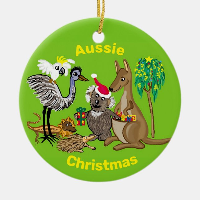 Santa in Australia Ceramic Ornament (Framsidan)