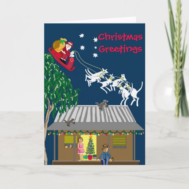 Santa in Australia Helgkort (Framsida)