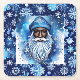 Santa in Blue Underlägg Papper Kvadrat