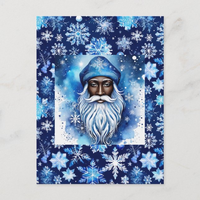 Santa in Blue Vykort (Framsida)