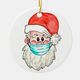 Santa in facemask christmas helgdag träd dec julgransprydnad keramik