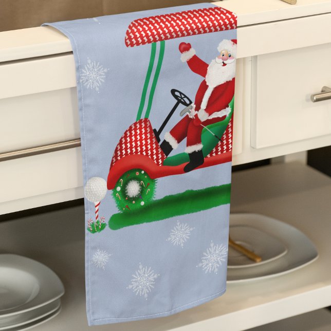 Santa In Golf Cart God jul Kökshandduk (Skapare uppladdad)
