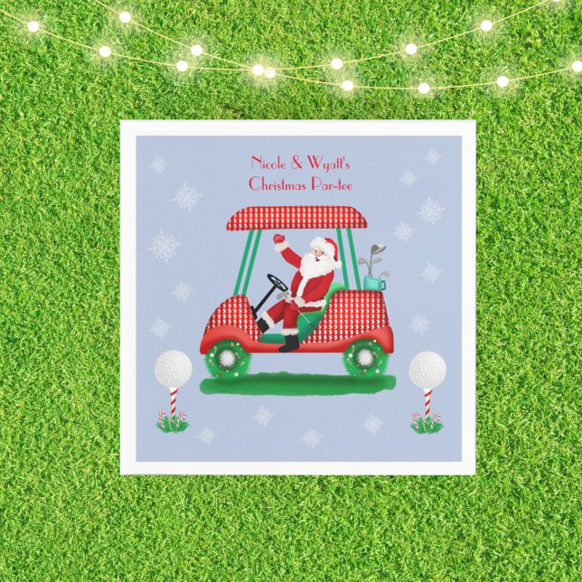Santa In Golf Cart-julen Namn Pappersservett (Skapare uppladdad)